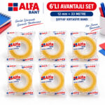 Alfa Şeffaf Kırtasiye Bandı 12 mm x 33 Metre 6’lı Avantajlı Set